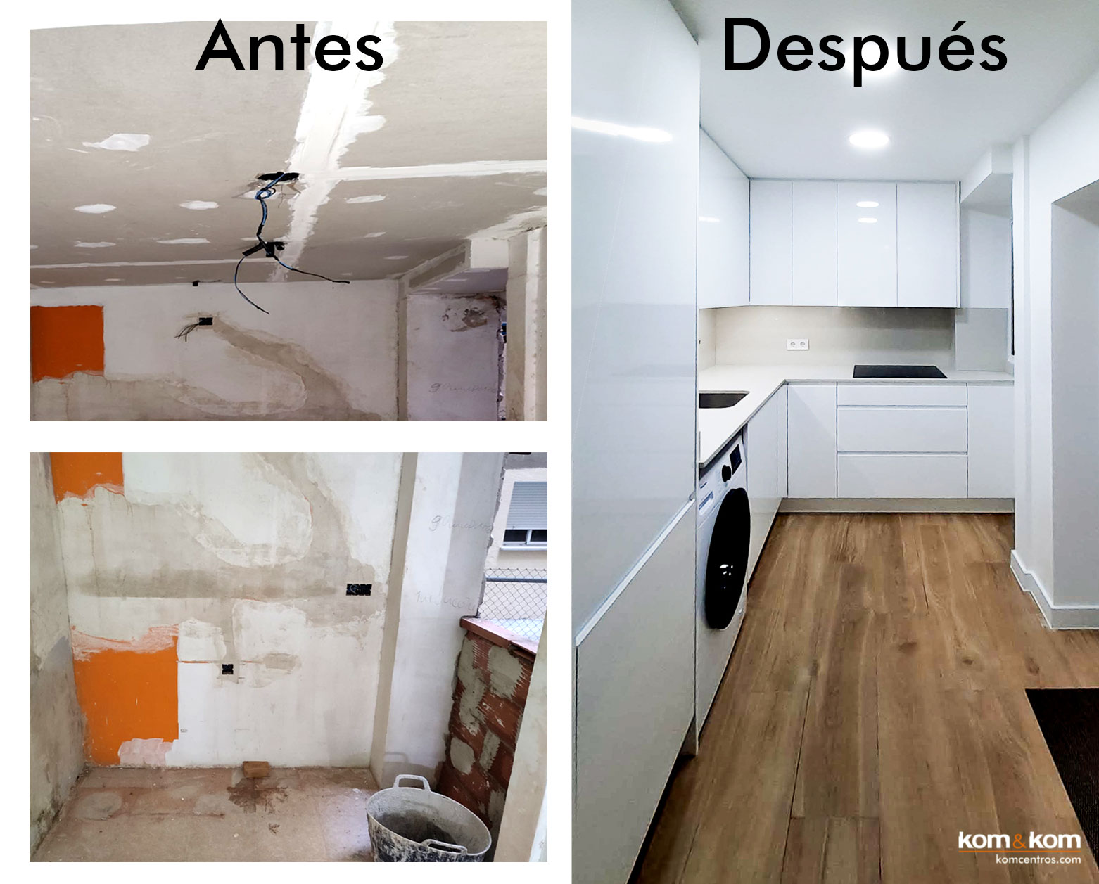 Fotos del antes  y el despu&eacute;s de una rerforma integral de cocina en Legan&eacute;s. Madrid